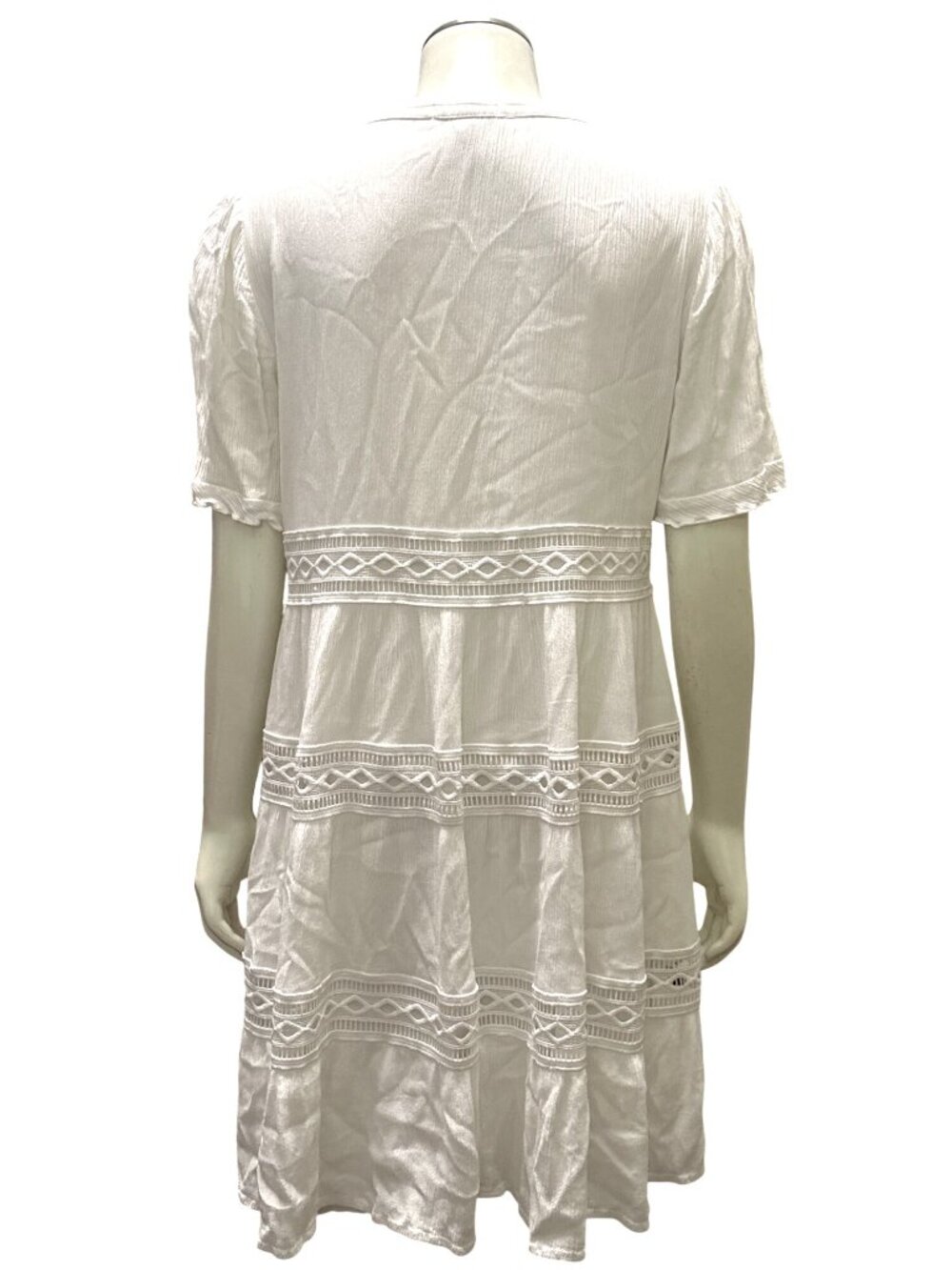 Kate Sam S White Boho Dress Lace Layered Relaxed Fit Cottage Tiered Coastal Look - Picture 5 of 13